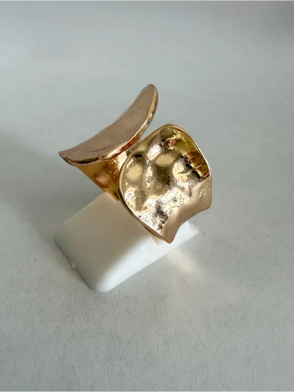 BNIB - Gold Organic Textured Wave Open Statement Ring